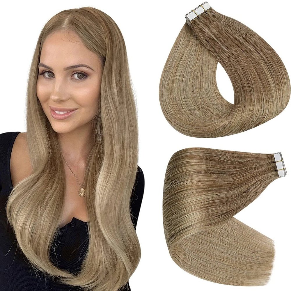 14" 100% Human Hair Tape In Extensions 20pcs 50g Balayage #T10/16P16